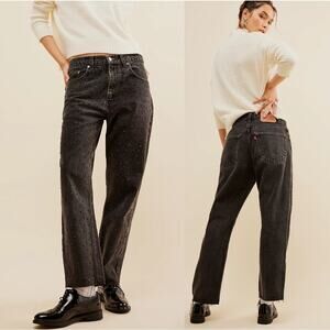 NWT Free People  X Tricia Fix Studded Jeans Gray Straight Leg High Waist Size XS